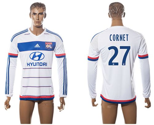 Lyon #27 Cornet Home Long Sleeves Soccer Club Jersey - Click Image to Close